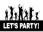 Grafik mit Schriftzug Let's Party